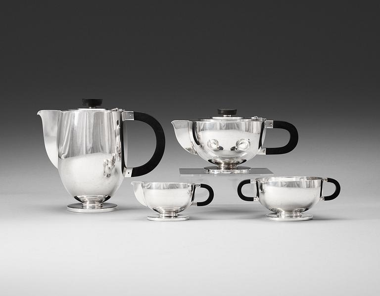 A David-Andersen four pieces tea- and coffee service, Norway, probably 1930's.