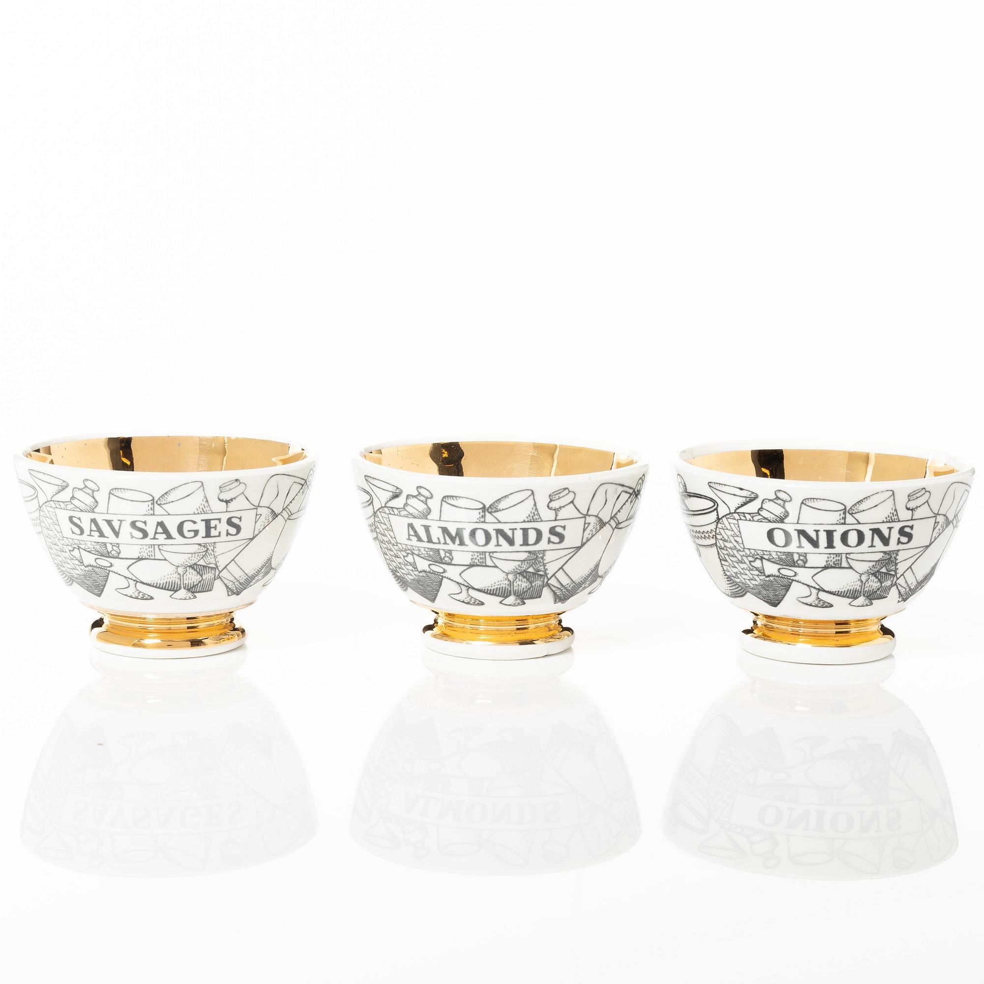 Piero Fornasetti, skålar, 6 st, Fornasetti, Milano, Italien.