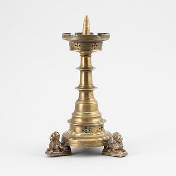 LJUSSTAKE, brons, gotisk stil, 1800-tal.