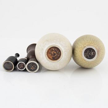 Gunnar Nylund, vaser, 5 st, skålar 4 st samt figurin, Rörstrand.