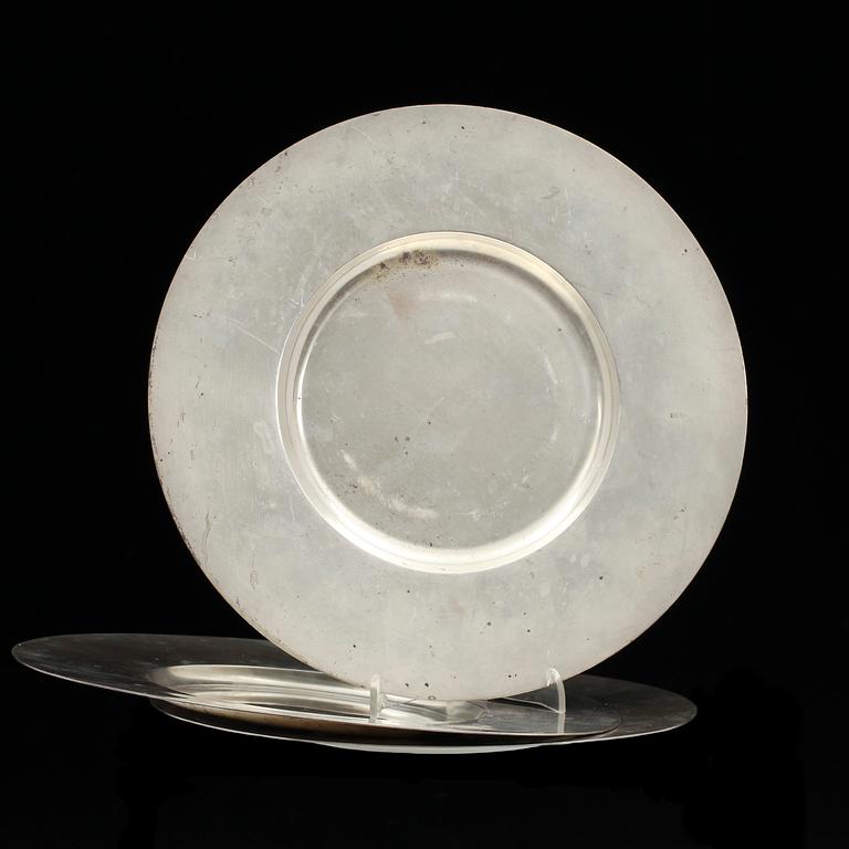 TALLRIKAR, 2+1, Sterling silver, Borgila 1935-53, ca 1200 g.
