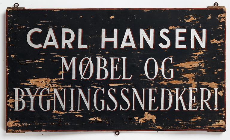 Carl Hansen & Søn, skylt, Danmark, 1900-talets mitt.