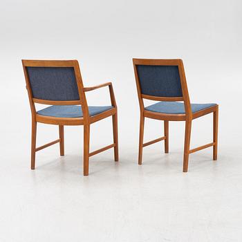 Bertil Fridhagen, stolar, 12 st och karmstolar, ett par, Bodafors, 1960-tal.
