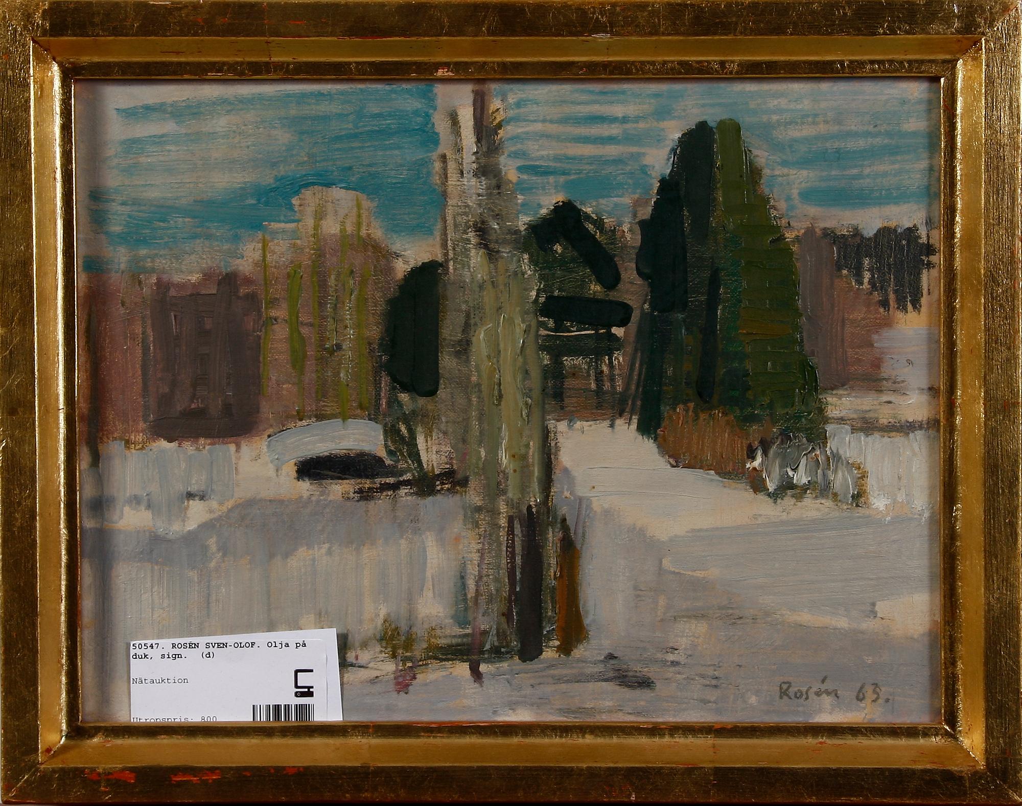 ROSÉN, SVEN-OLOF. Olja på duk, sign.
