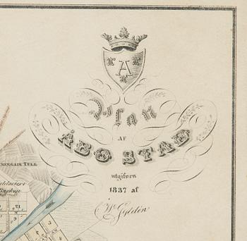 Karta, Åbo, litografi, C.W. Gyldén, F Tengström, utgiven 1837.