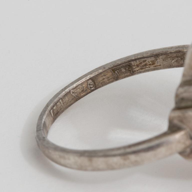 A rock crystal ring by Wiwen Nilsson, Lund.