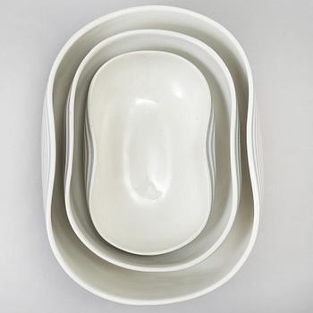 WILHELM KÅGE, 36 servisdelar, flintporslin,  "Grå ränder", Gustavsberg 1945-1969.