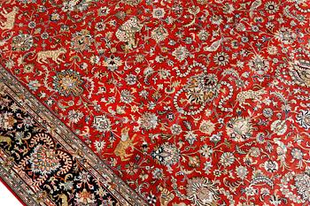 A pictoral orientalisk silk carpet, ca 284 x 180 cm.