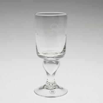 A set of twelve "Antik" wine glasses by Reijmyre Glasbruk.