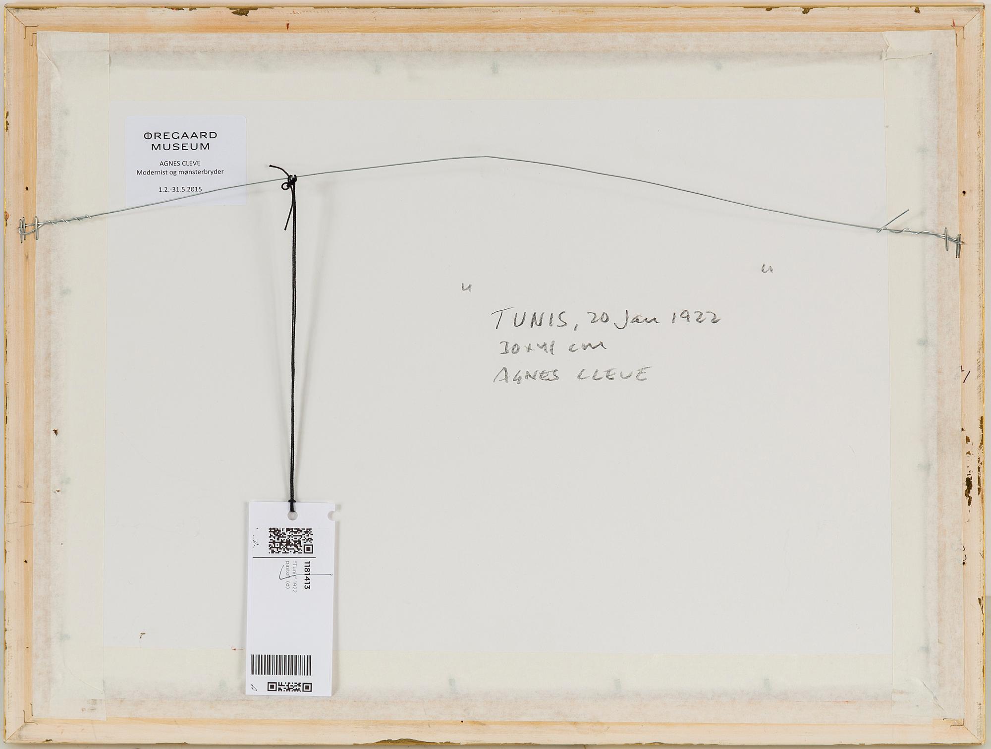 AGNES CLEVE, pastel, signed and dated Tunis -22.