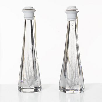 Vicke Lindstrand, a pair of glass table lamps, Kosta.