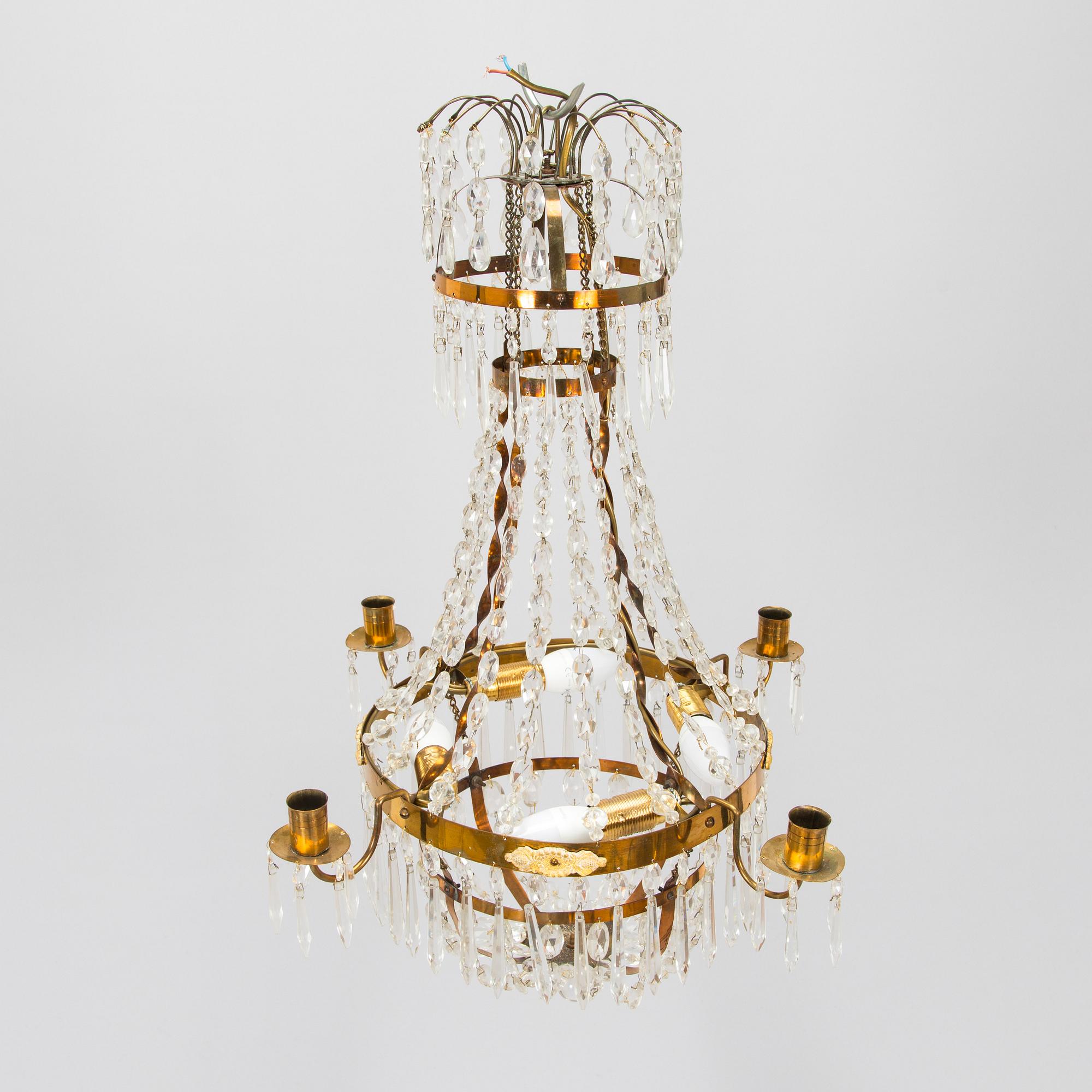 A Gustavian style chandelier, first half of the 20th century.