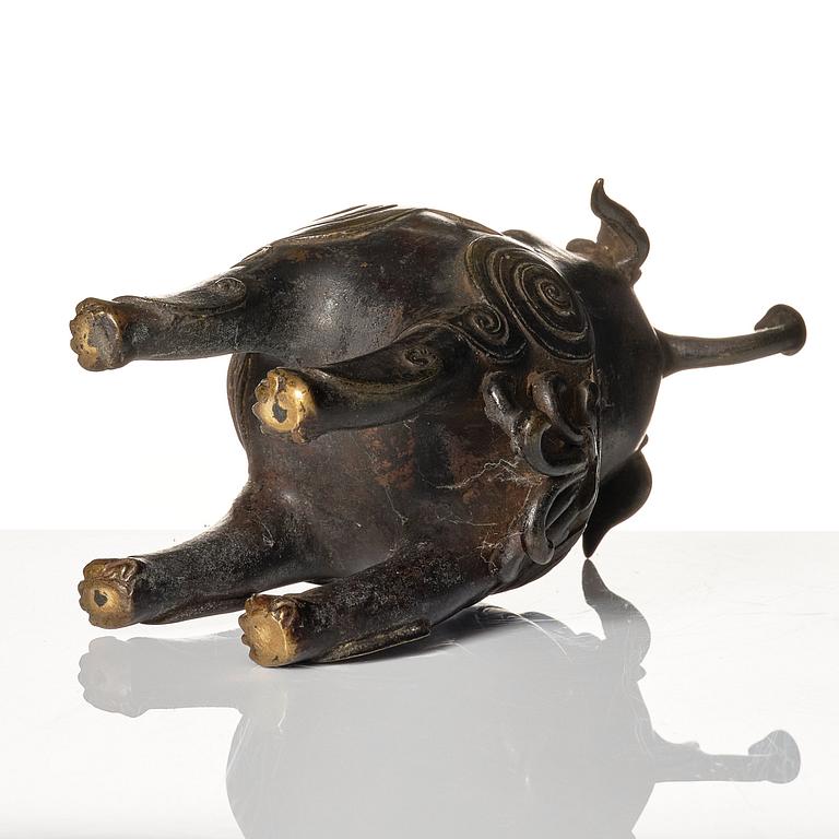 A bronze censer in the shape of a buddhist lion, Ming dynasty (1368-1644).