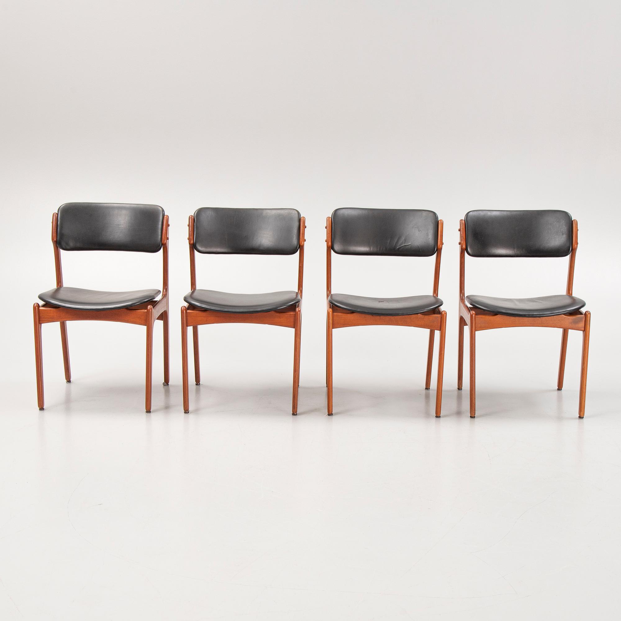 Erik Buch, four model 49 teak chairs, Odense möbelsnickeri, Denmark, 1950's/60's.