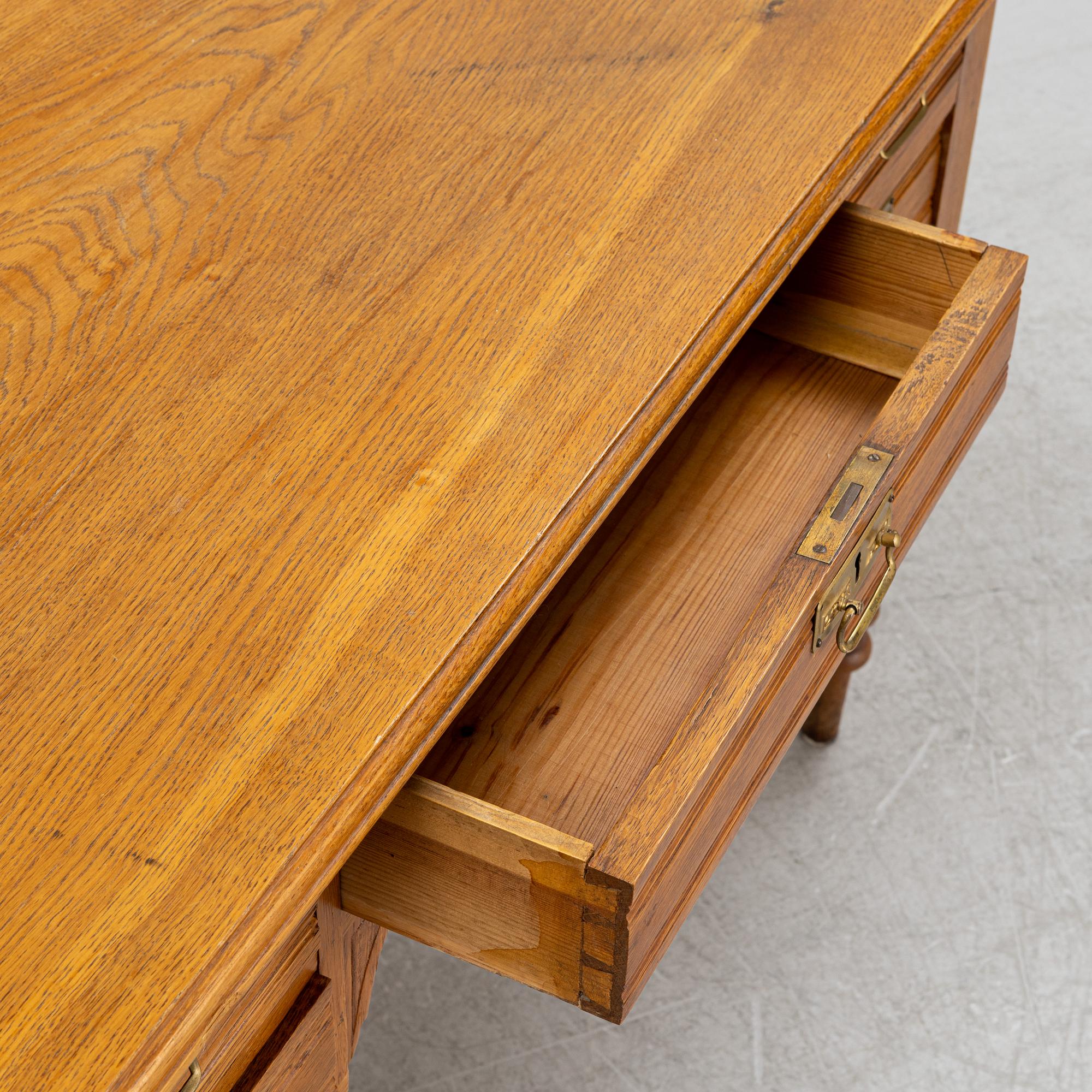 A renaissance style oak writing desk, end of the 19th Century.