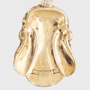 Gustaf Mölleborg, a parcel-gilt salt cellar with spoon, Stockholm, 19th century.