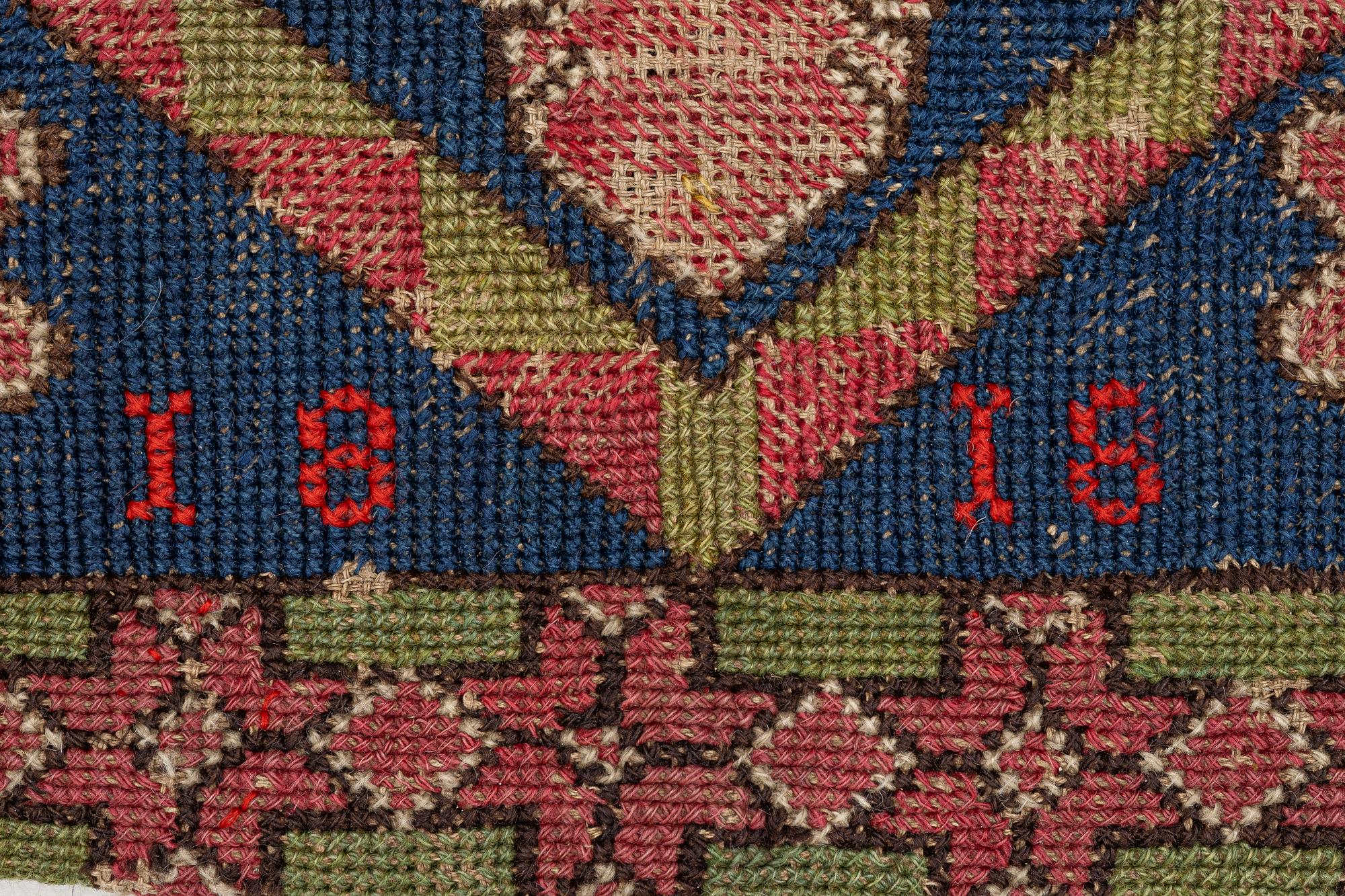 Jynne (pillow) Cross stitch, Skåne, first half of the 19th century. approx. 44 x 43 cm.