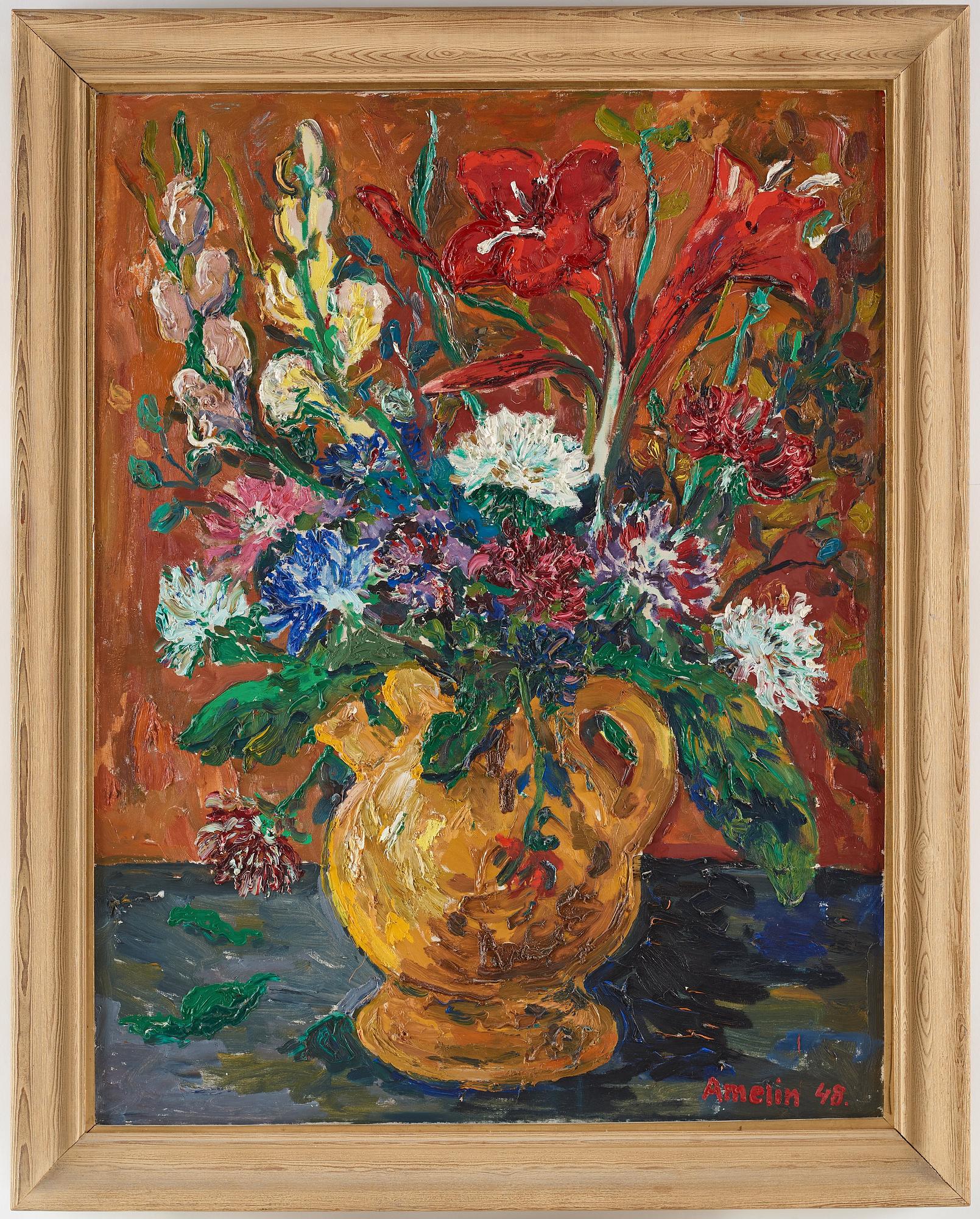 Albin Amelin, Still life with flowers.