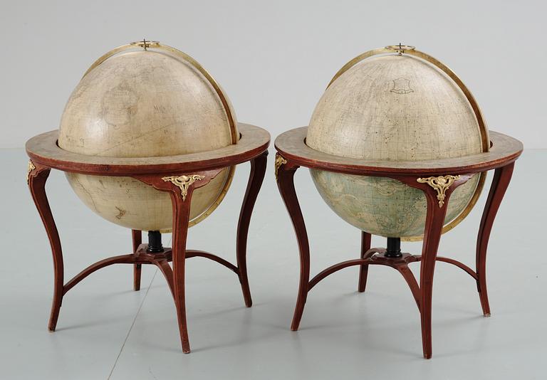 JORDGLOB GLOBUS TERRAQUEUS OCH HIMMELSGLOB GLOBUS COELESTIS, av Anders Åkerman 1766 och Fredrik Akrel 1791.