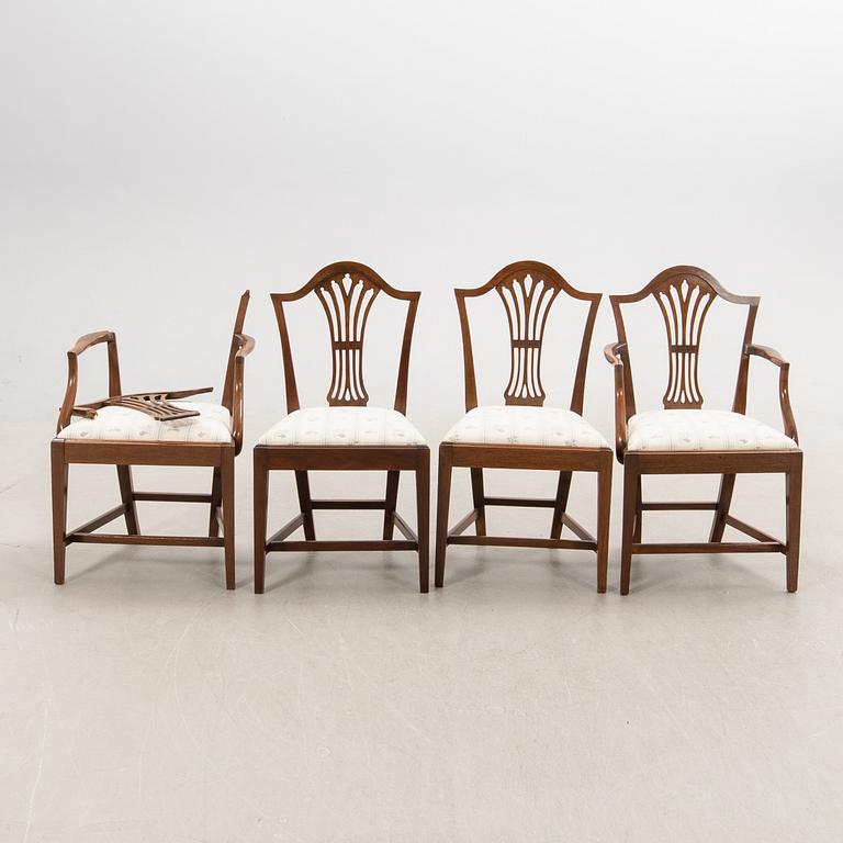 Chairs 10 pcs and armchairs 1 pair Chippendale style England circa 1900.