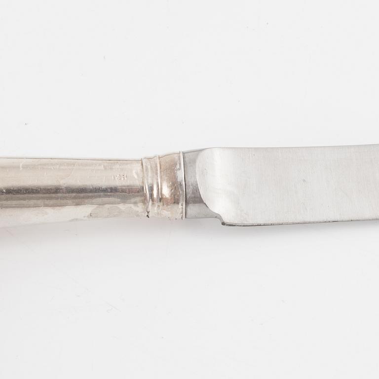 A set of English Silver Pistol Grip Knives, probably 18-19th century.