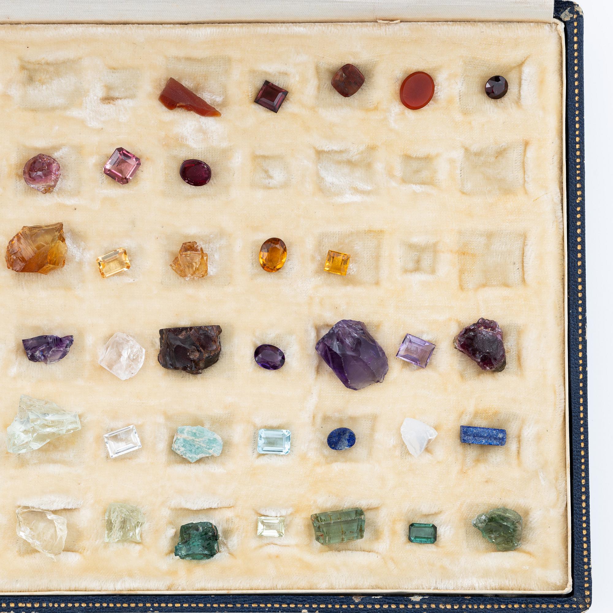 A case with 56 loose gemstones.