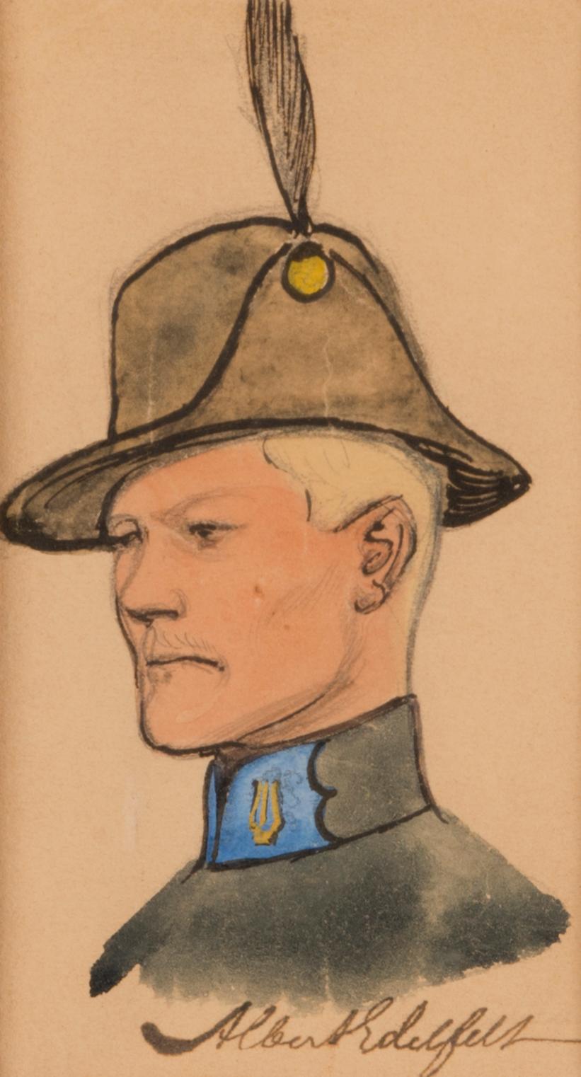 Albert Edelfelt, "SKETCH FOR UNIFORM FOR HELSINKI MUSIC CORPS".
