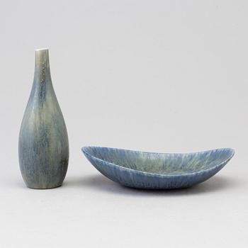 CARL-HARRY STÅLHANE, vase and bowl, stoneware, Rörstrand, second half of the 20th century.