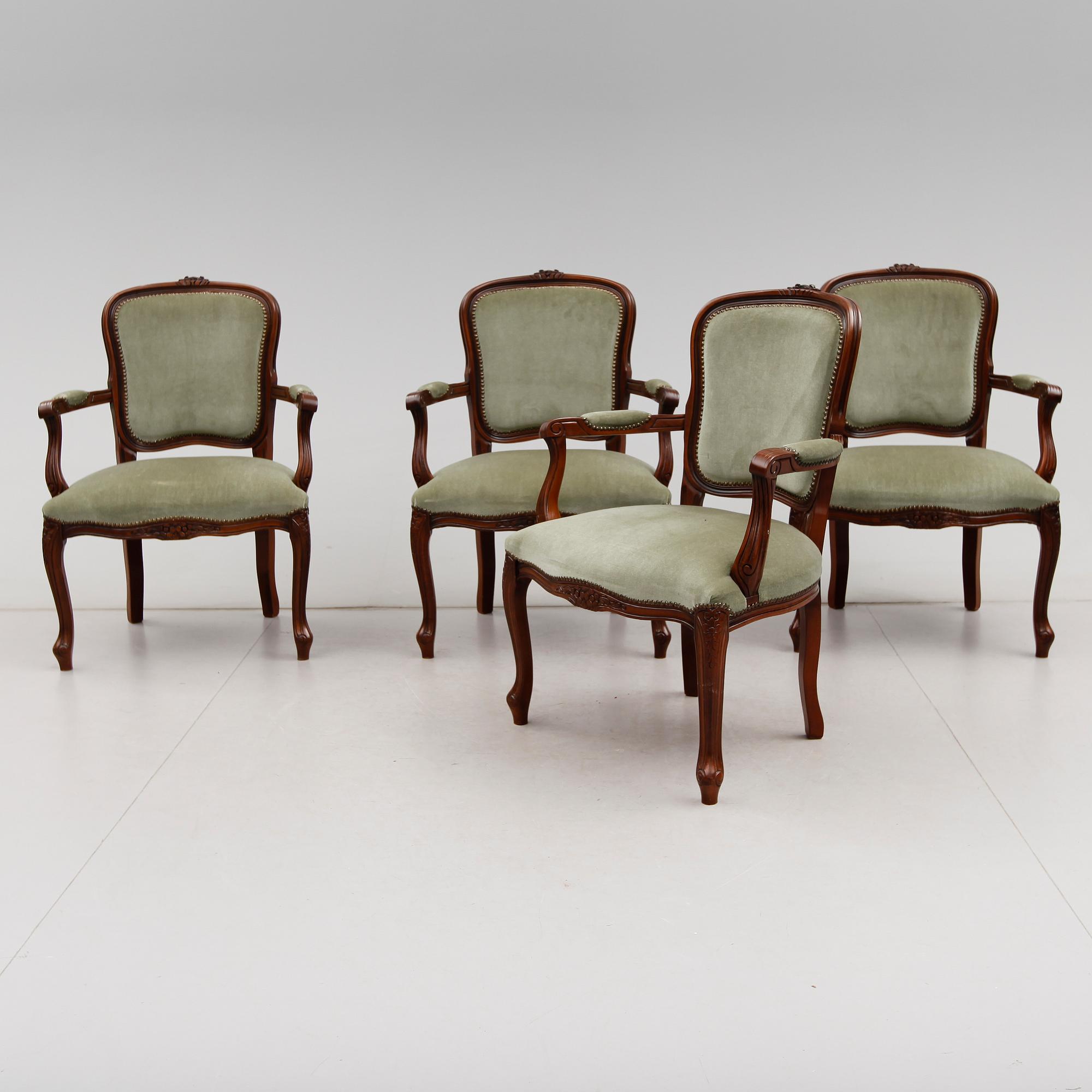 KARMSTOLAR, 4 st, rokokostil, 1900-talets andra hälft.