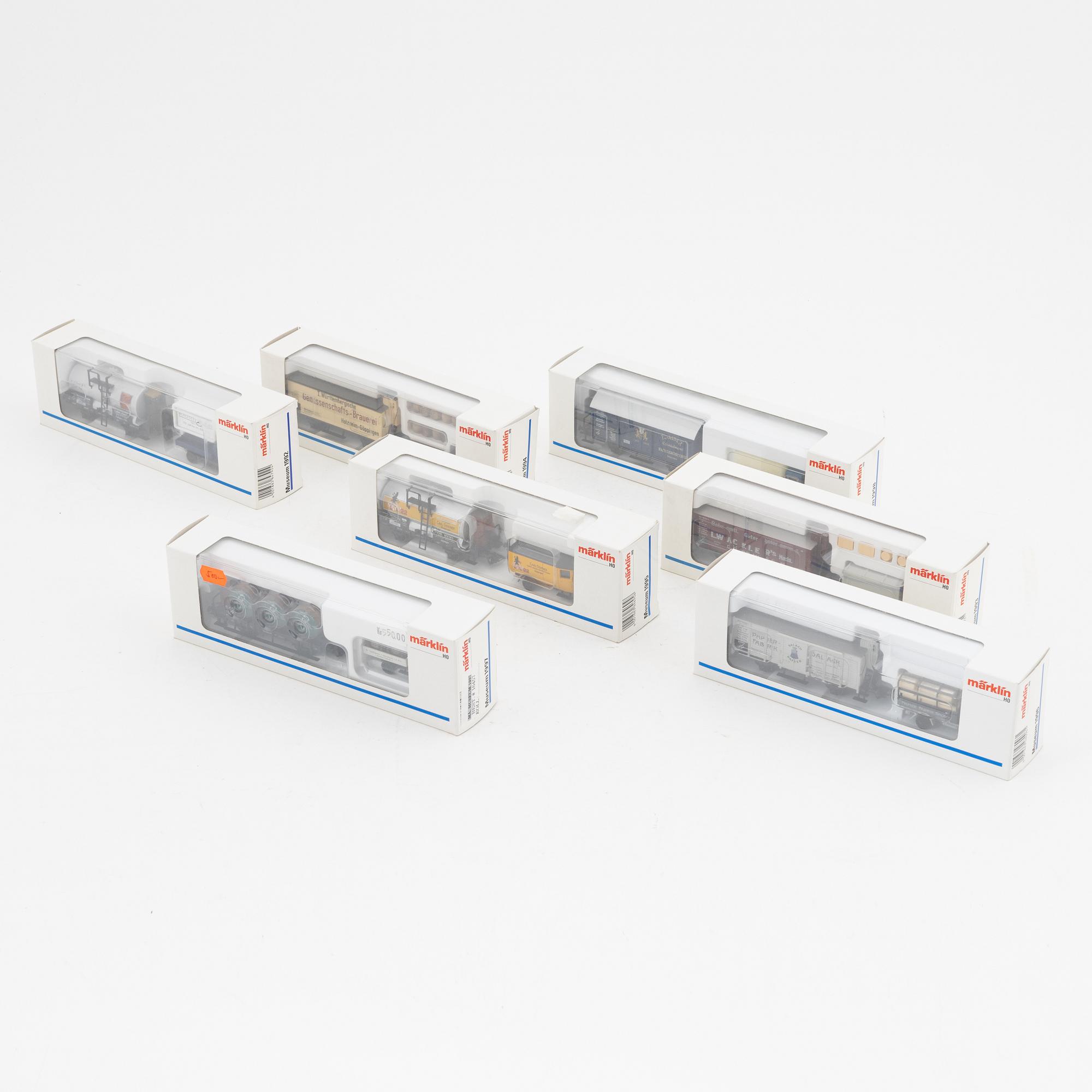 Märklin, seven car sets, "Museum" edition, gauge H0, in boxes.