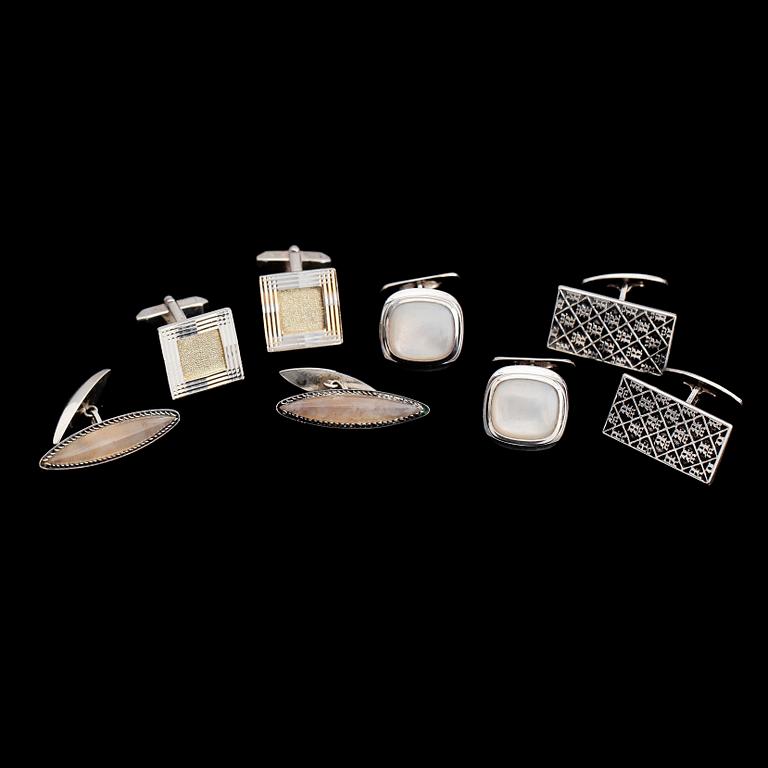 MANSCHETTKNAPPAR, 4 par, silver, bla Ryssland. Total vikt ca 49 g.