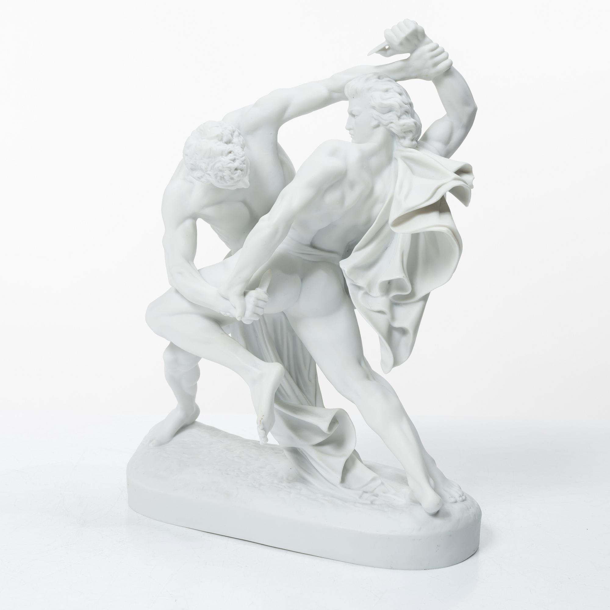 Johan Peter Molin, efter, sculpture, Parian, "The Belt Bucklers".