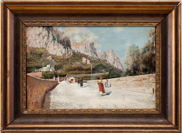 OKÄND KONSTNÄR, olja på duk. Bär sign. Italien. 1800/1900-tal.