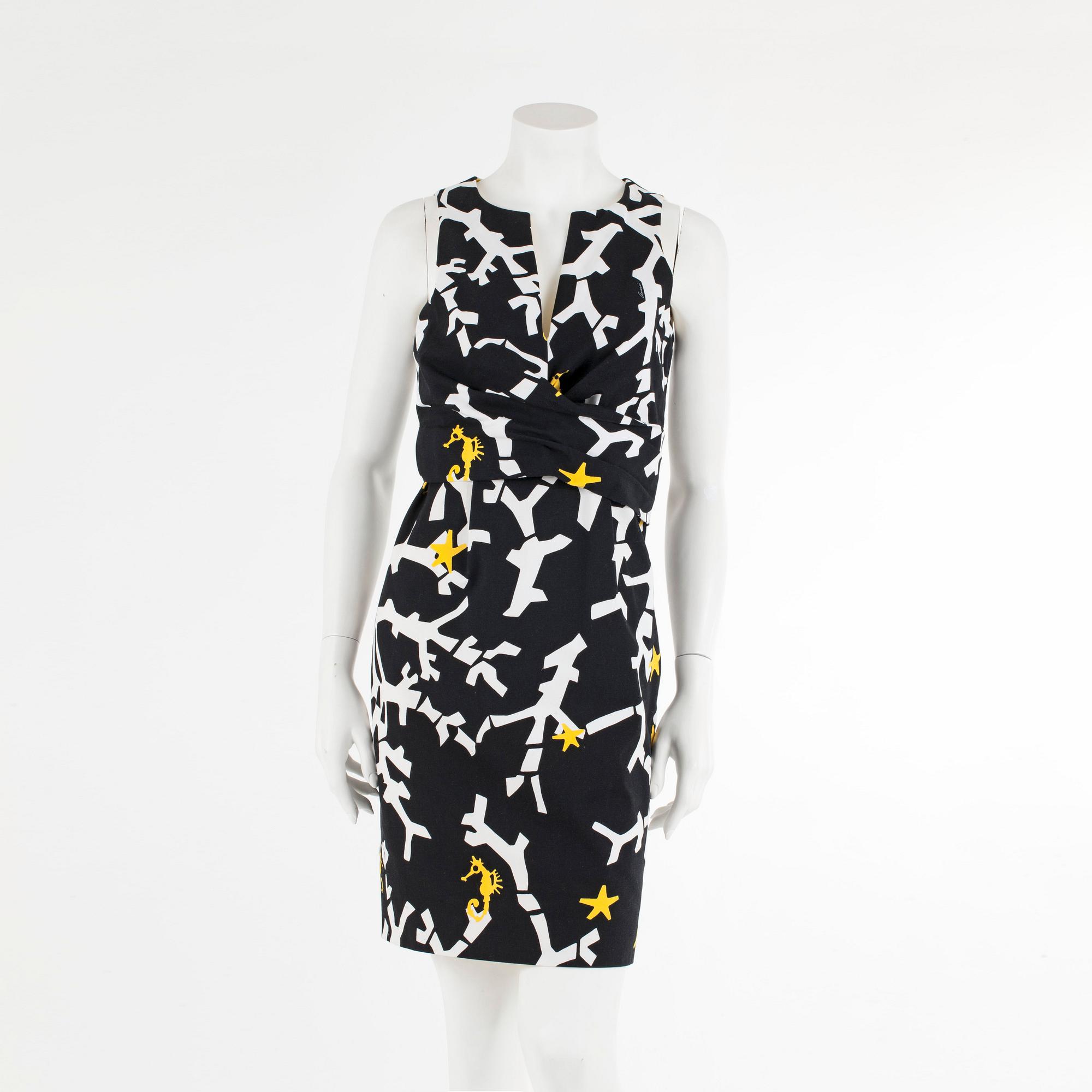 GUCCI, a black-and white printed cotton dress, italian size 42.