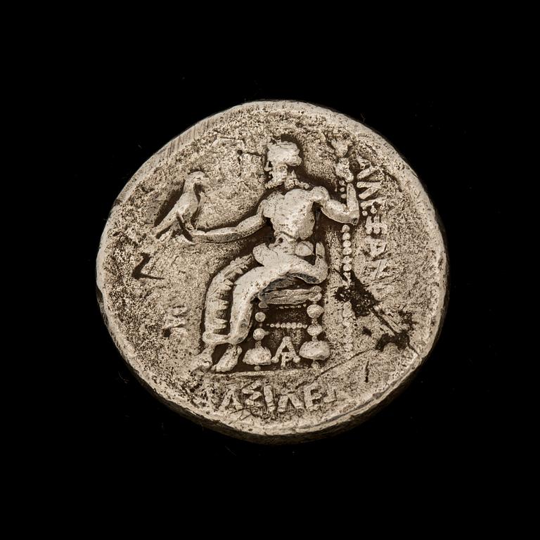 ANTIKT MYNT, silver. Alexander den Store. Ca 16.7g.