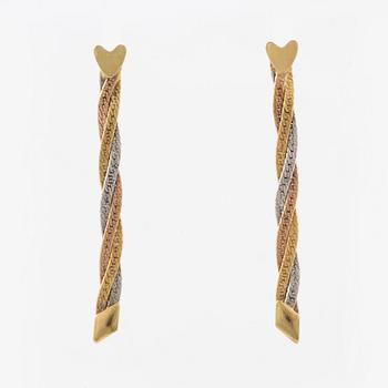 Earrings, a pair, 18K three-colour gold,