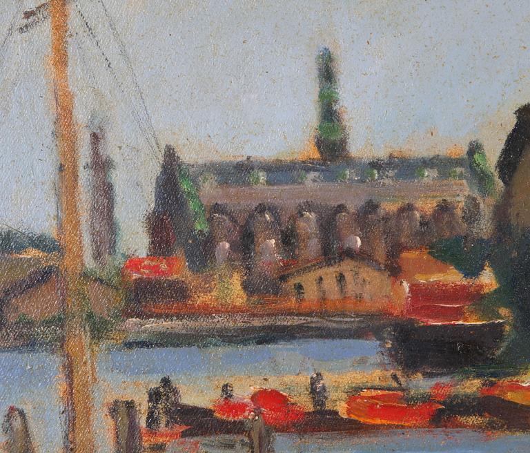 ISAKSON, GIDEON. Olja på pannå, sign.