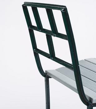 Carl Hörvik, trädgårdsmöbel, bord och ett par stolar, för Stadshotellet Båstad eller Lindgården, Stockholm ca 1927-29.