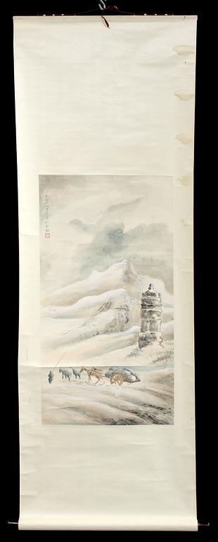 RULLMÅLNING, akvarell på papper, Kina, 1900-tal.