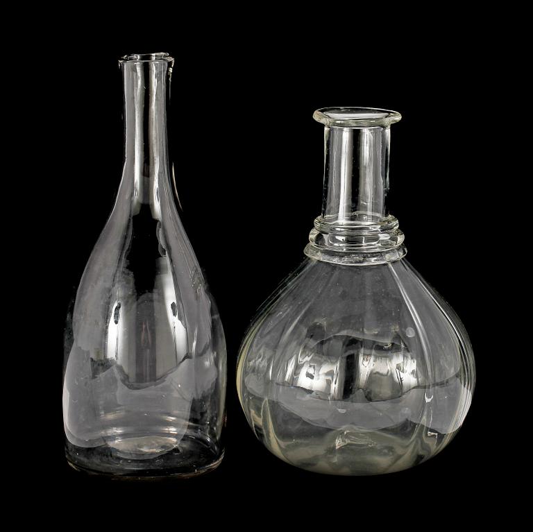 KARAFFER, 2 st, glas, 1800-tal.