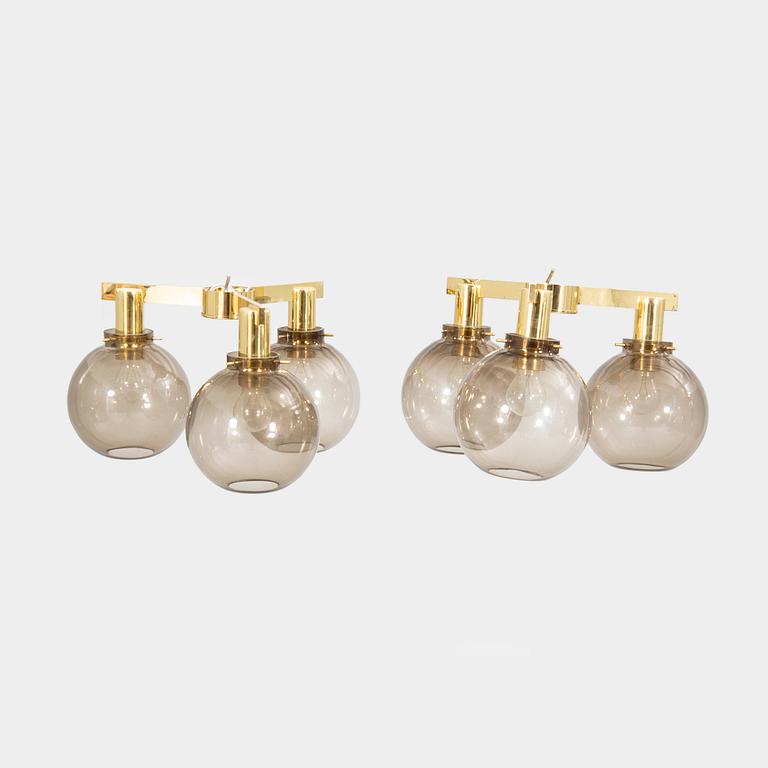 A set of two Hans-Agne Jakobsson brass ceiling pendants later part of the 20th century.