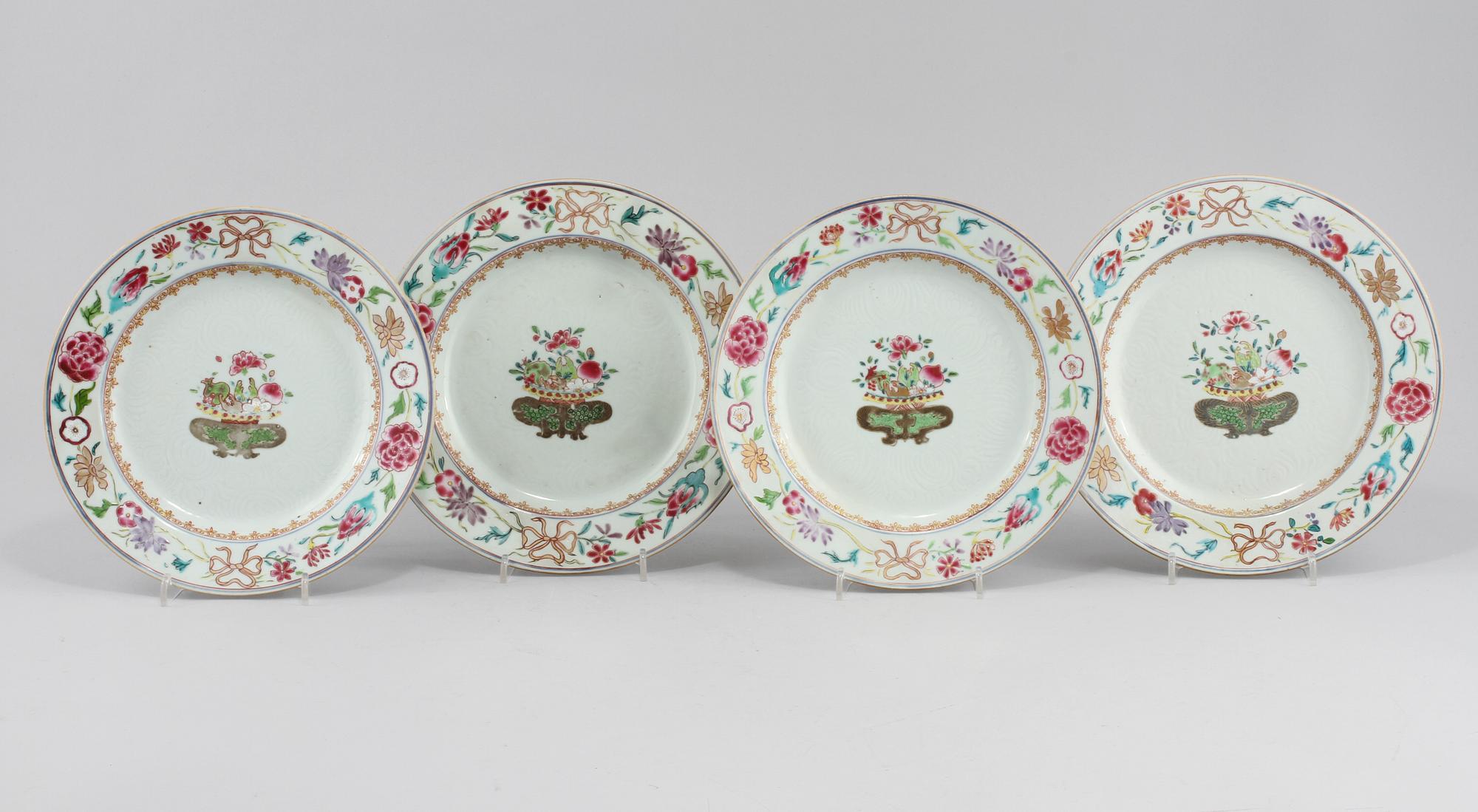 TALLRIKAR, 4 st, porslin, Kina, 1700-tal.