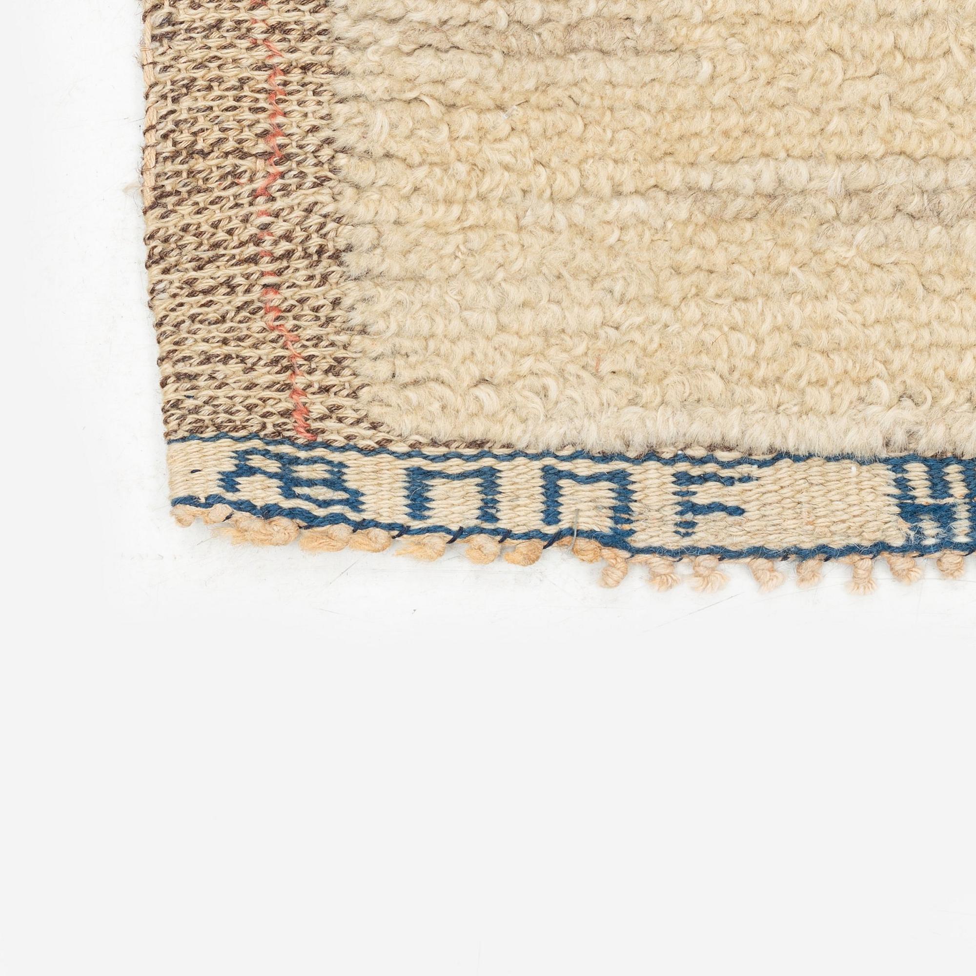 Märta Måås-Fjetterström, a carpet, 'Rutig vit halvflossa', knotted pile in relief, c 196 x 132,5 cm, signed AB MMF.
