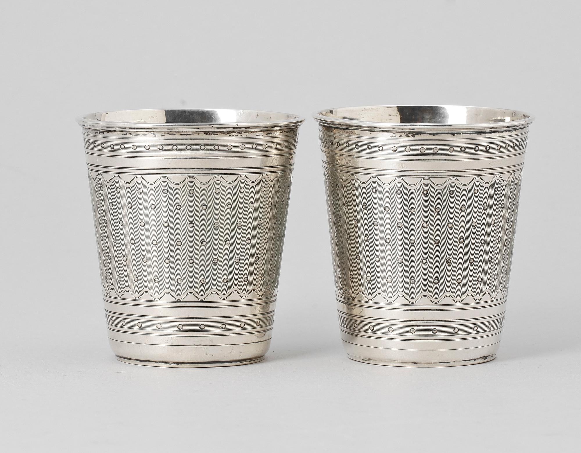 BÄGARE, 2 st, silver, troligen Turkiet, 1900-tal. Tot ca 160 g.