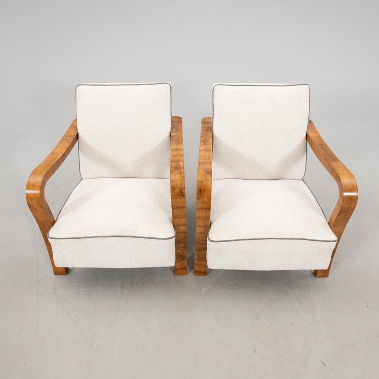 Armchairs/Easy Chairs, a pair of Art Deco, first half of the 20th century.