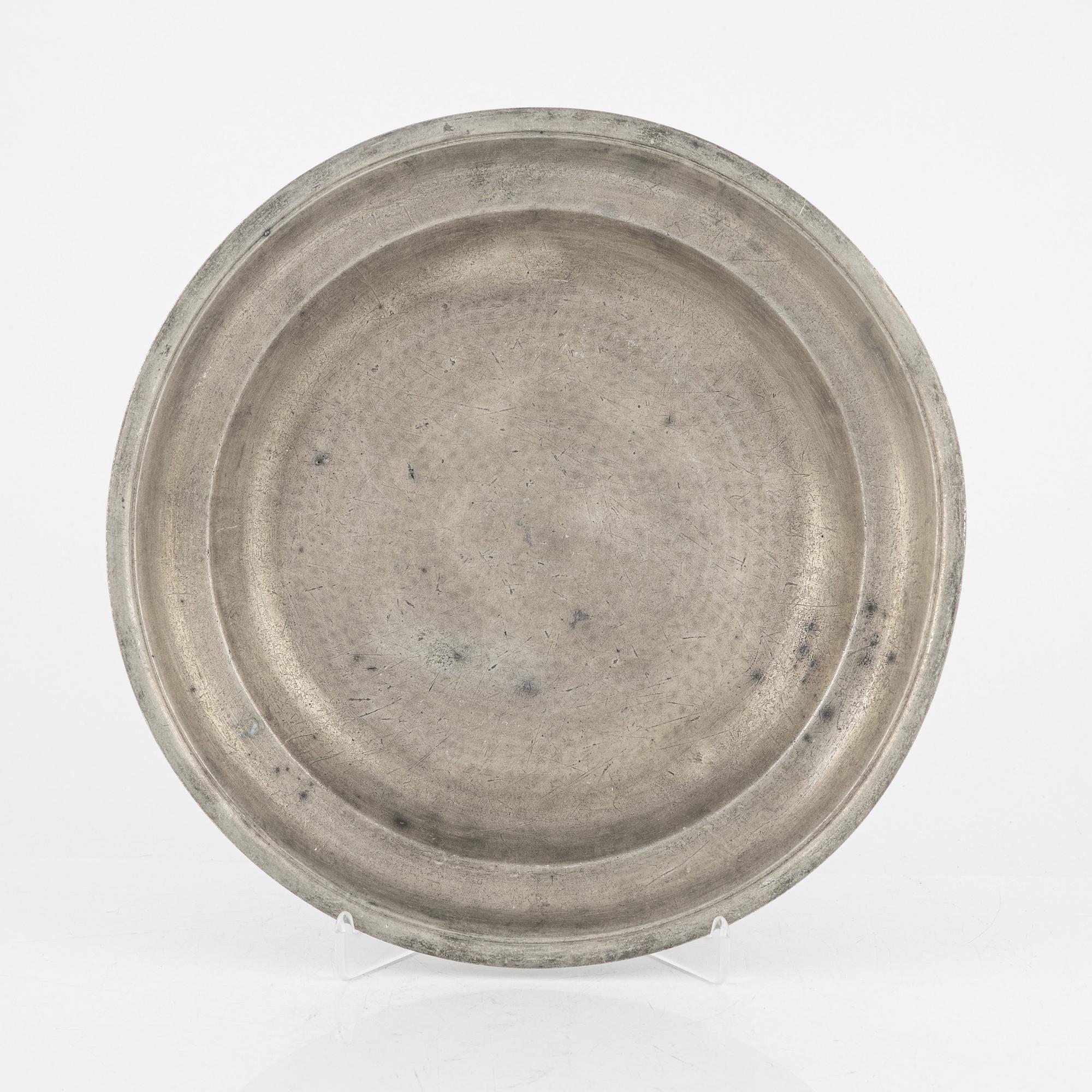 A group of eight Swedish pewter dishes, 18th-20th Century, including Mathias Norling, Jönköping, 1863.