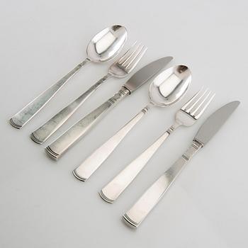 Jacob Ängman, cutlery 18 dlr silver "Rosenholm" GAB Eskilstuna 1970s.