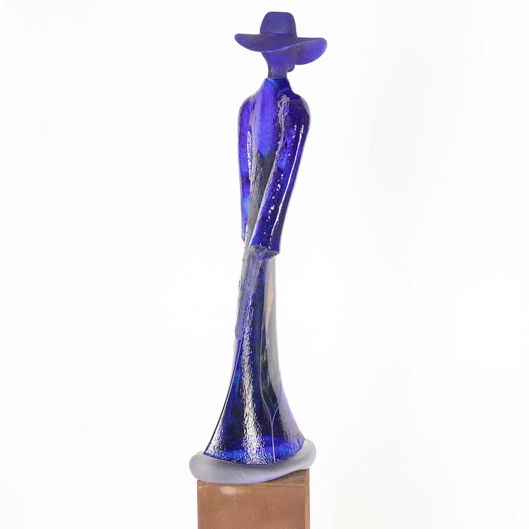 Kjell Engman, a unique glass sculpture, "Man in trenchcoat", from the "Catwalk" series, Kosta Boda.