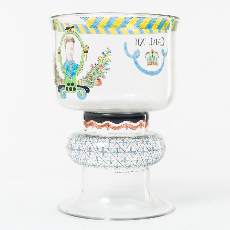 Gunnar Cyrén, a glass cup, "Carl XII", Orrefors, Sweden.