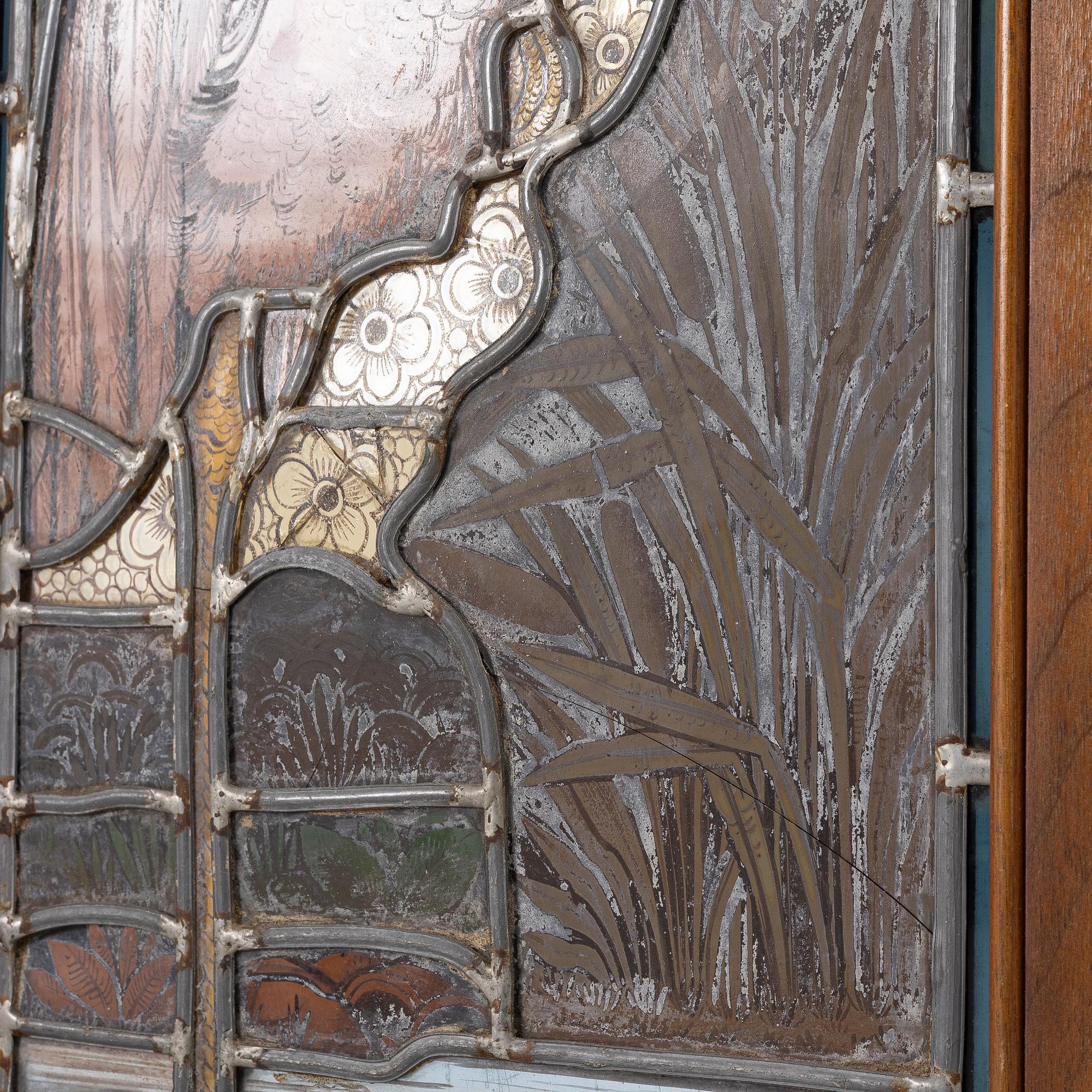 A fire screen, Maple & Co, England, circa 1900.